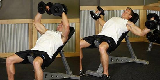 man showing how to perform the Incline Dumbbell Fly https://get-strong.fit/The-Incline-Dumbbell-Fly/Exercises